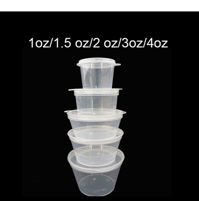 1.5Oz PP Plastik Tatlandırıcı Konteyner Paket Servisi Olan Restoran Tek Kullanımlık Kapaklı Yapışık Sos Bardağı