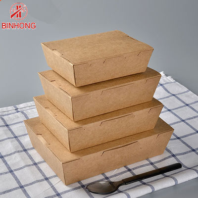 Paket Servis Geri Dönüşümlü Katlanır Kağıt Take Away Box Tek Kullanımlık 24oz