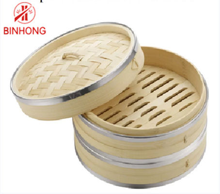 Dayanıklı SS Kenar 18cm Bambu Buharlı Pişirici Sepet