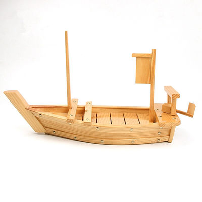 Bayrak Direği ile Sürdürülebilir Bambu 70cm Sushi Tekne Tepsisi