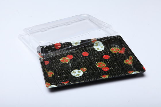 Kaymaz Tek seferlik yemek kapaklı mühürlü plastik sushi tepsisi