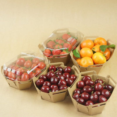 PET Kapaklı Geri Dönüştürülebilir 350gsm Kraft Kağıt Meyve Tepsisi