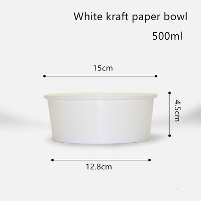 Salata için 500ml 750ml 1000ml 1300ml Tek Kullanımlık Beyaz Kraft Kağıt Kase