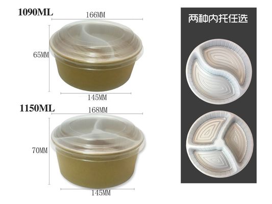 İç Destekli Tek Kullanımlık Ambalaj Kutusu 360-1500ml Kraft Kağıt Kase