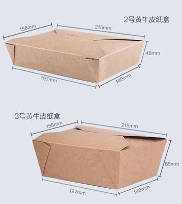 Çevre Dostu Kraft Kağıt Tek Kullanımlık Gıda Kabı Hızlı Paketleme Yağ Korumalı