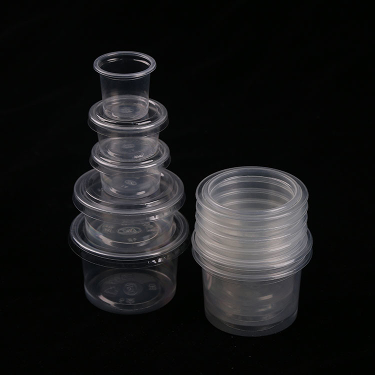 Kapaklar Plastik Porsiyon Bardakları Jello Shot Bardak Numune Sos Snack için