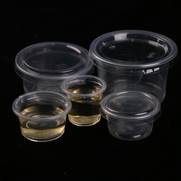 Mini PP Plastik Tek Kullanımlık Sos Kabı Şeffaf 1oz 3oz 4.5oz