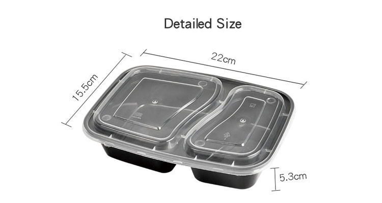 Mikrodalga Yemek Kutusu 2 Bölmeli Tek Kullanımlık Kapaklı Plastik