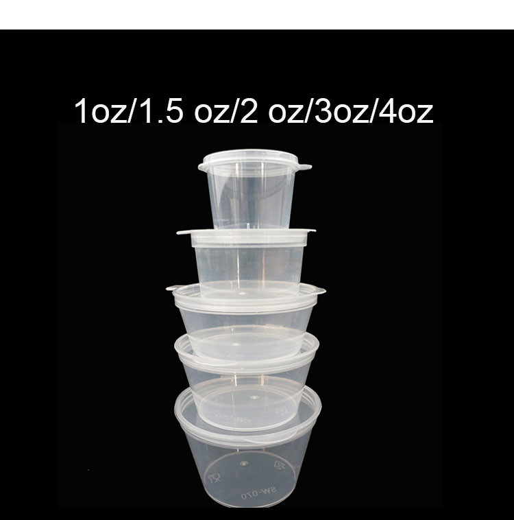1.5Oz PP Plastik Tatlandırıcı Konteyner Paket Servisi Olan Restoran Tek Kullanımlık Kapaklı Yapışık Sos Bardağı