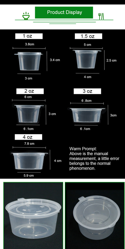 1.5Oz PP Plastik Tatlandırıcı Konteyner Paket Servisi Olan Restoran Tek Kullanımlık Kapaklı Yapışık Sos Bardağı