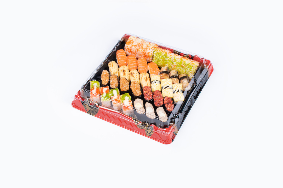 Sushi Şeffaf Fırınlı Fırınlar Bufet Tepsileri Açık Kapaklı Çikolata Kutuları Tek kullanımlık Tepsiler