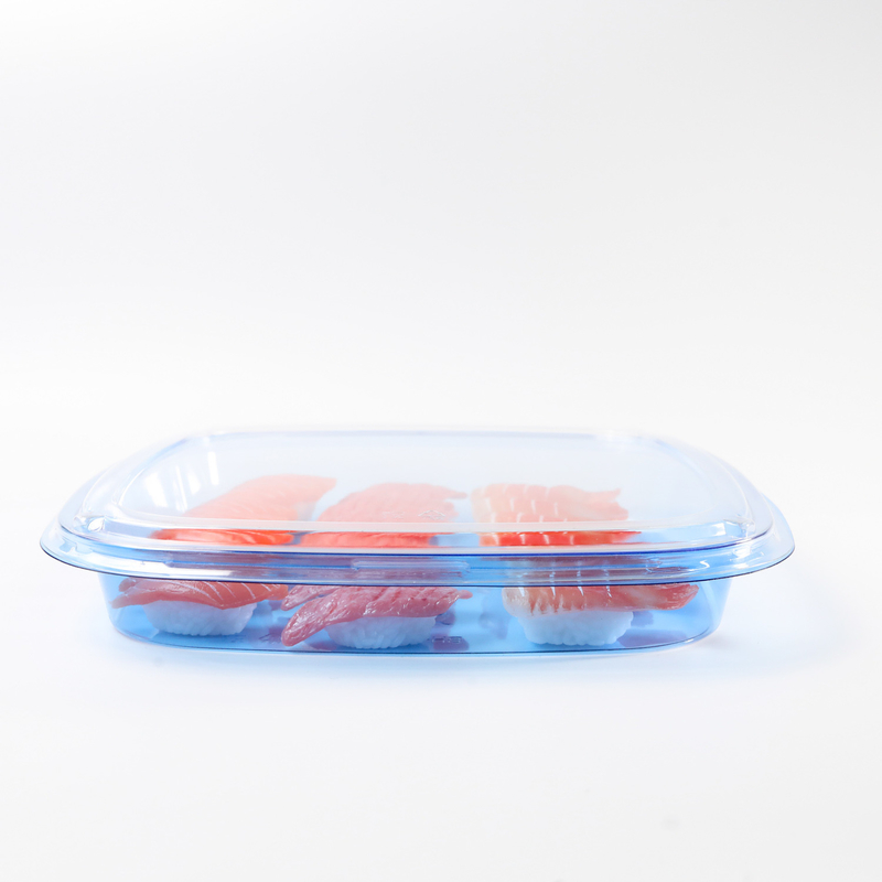 Kare gıda konteyneri Takeaway Paketleme Kutusu İyi Gıda için Plastik Plastik Mavi Tek kullanımlık Sushi Kutusu