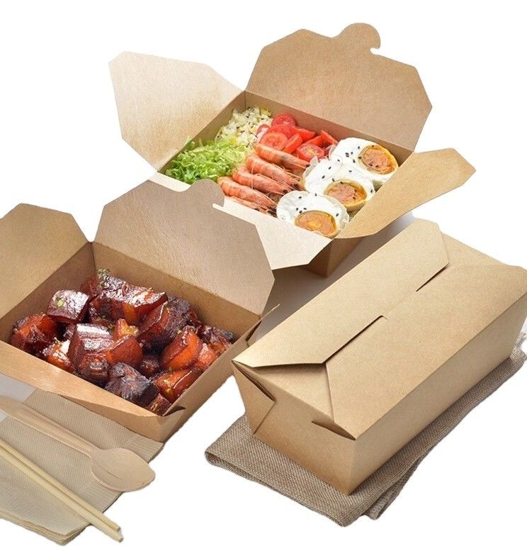 Biyobozunur Baskılı Kağıt Take Away Box Tek Kullanımlık 55oz