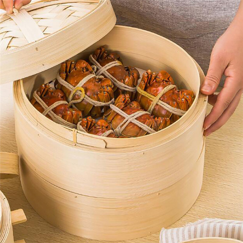 Doğal Moso Bambu Dim Sum 10 inç Mutfak Vapurları Pişirme