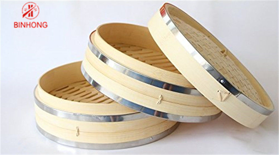 Dayanıklı SS Kenar 18cm Bambu Buharlı Pişirici Sepet
