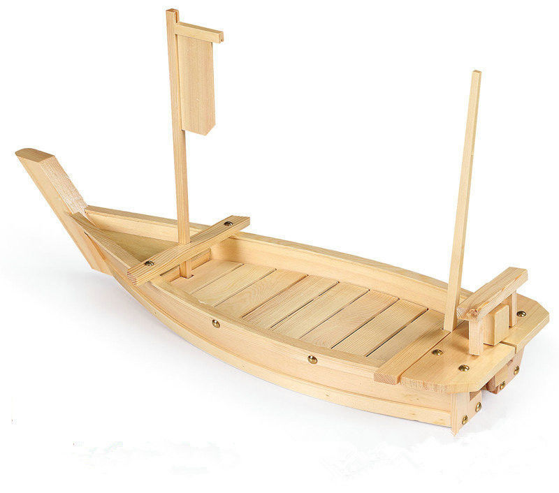 Bayrak Direği ile Sürdürülebilir Bambu 70cm Sushi Tekne Tepsisi