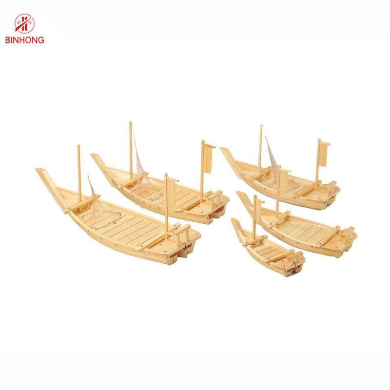 Bayrak Direği ile Sürdürülebilir Bambu 70cm Sushi Tekne Tepsisi