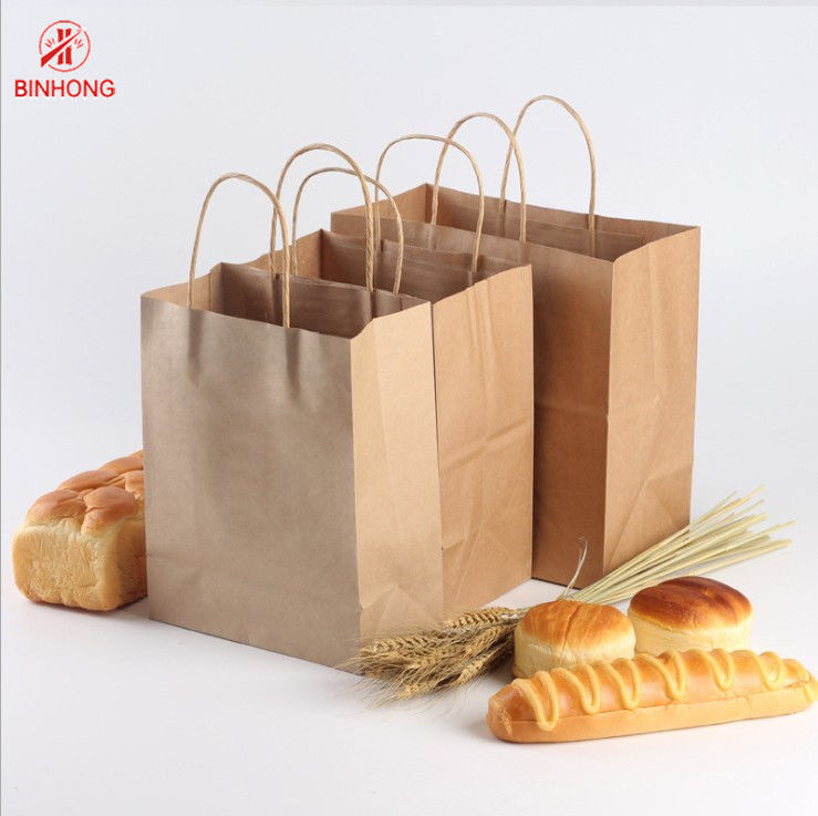 Özel Logo Kahverengi Flekso Baskı Kraft Kağıt Torba