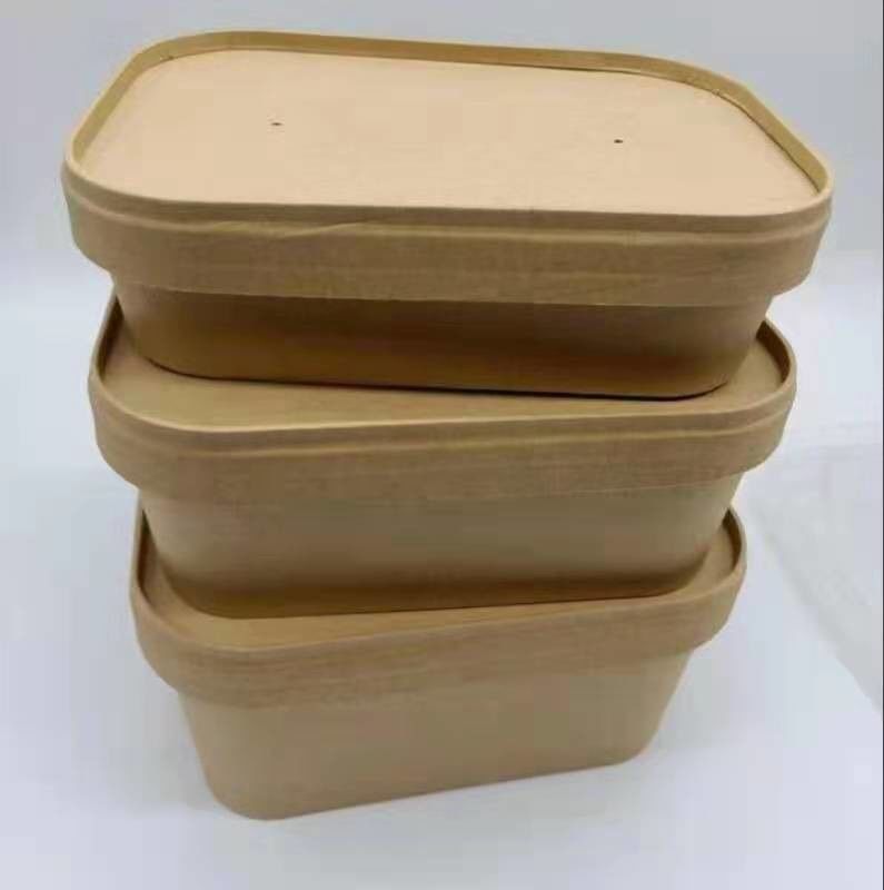 Kare SGS Kağıt Take Away Kutusu Biyobozunur Tek Kullanımlık