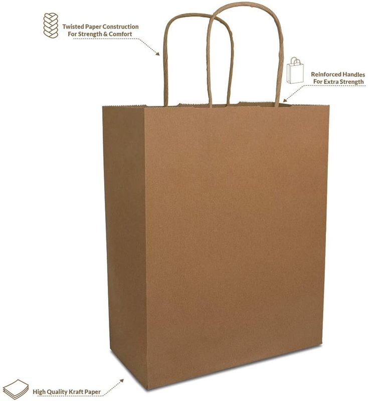 Çevre Dostu% 80 PCW 8x4x10 "Kraft Kağıt Torba