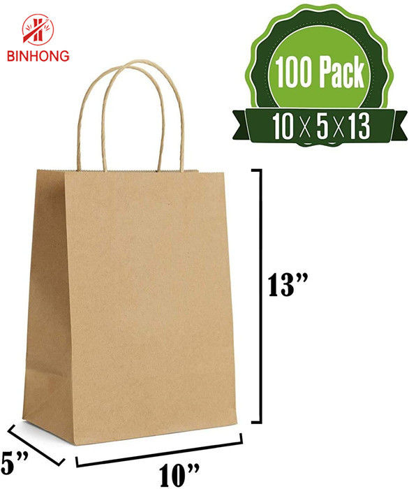 Dayanıklı 10 × 5 × 13 '' Kulplu Kraft Kağıt Torba