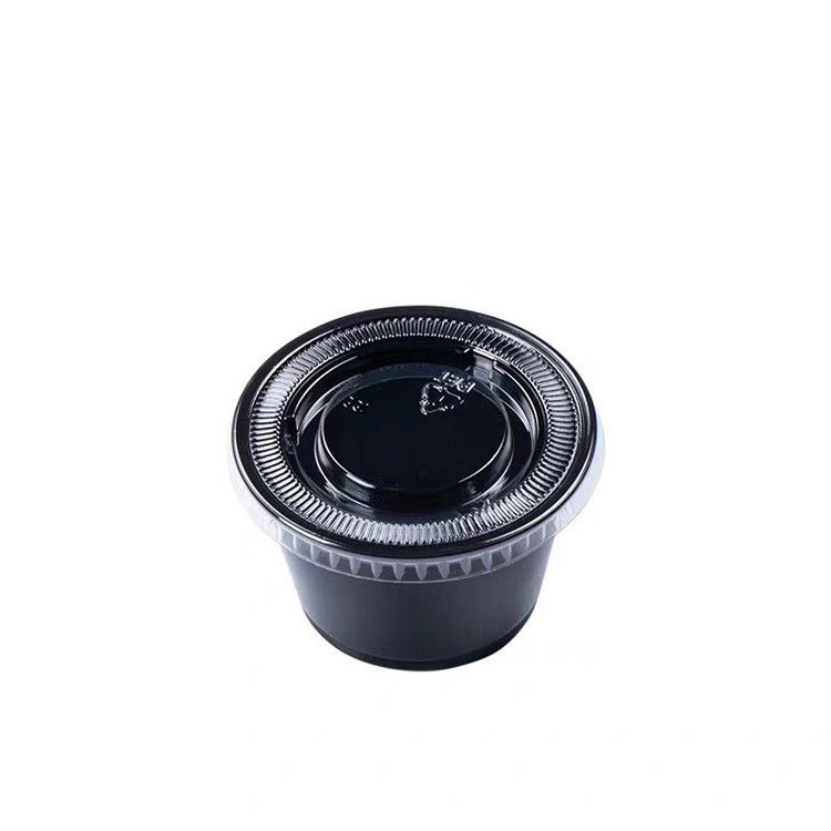 Siyah Renkli PET Kapaklı 1.5OZ Tek Kullanımlık Sosluk