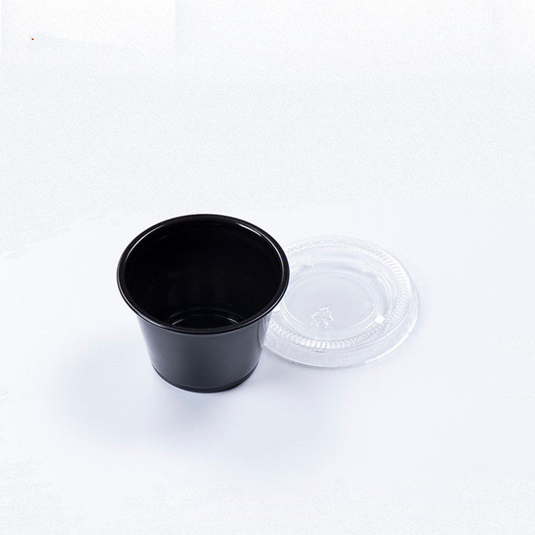 Siyah Renkli PET Kapaklı 1.5OZ Tek Kullanımlık Sosluk