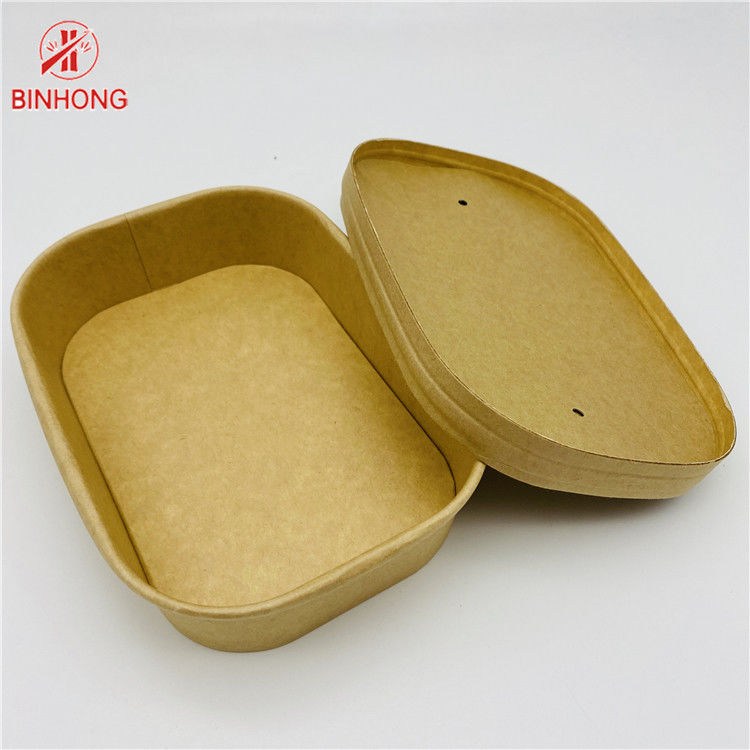 Dikdörtgen Kraft Kağıt Pirinç Kutusu Bento 500ml 650ml 750ml 1000ml