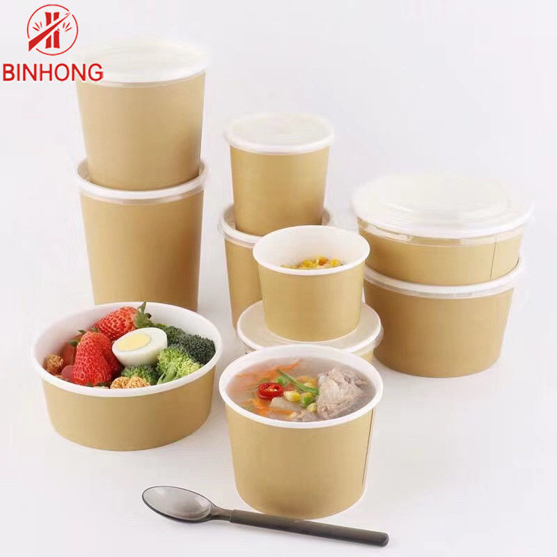 Yuvarlak Kraft Kağıt 32oz Eko Paket Servis Kapları