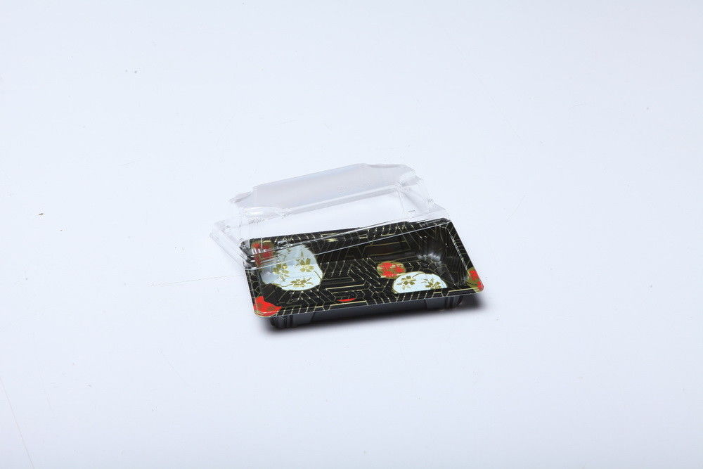 Kaymaz Tek seferlik yemek kapaklı mühürlü plastik sushi tepsisi