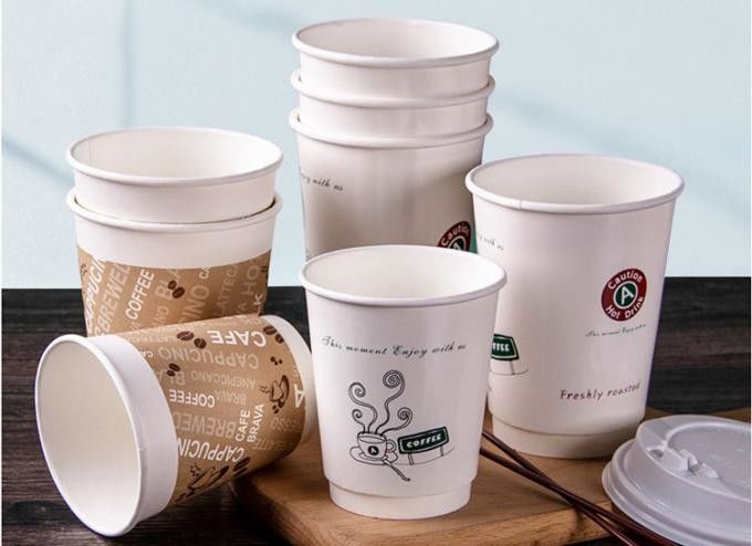 ISO9001 Çift Katmanlı Kraft Kağıt Kahve İçecek Kupası Cafe İçin 16oz