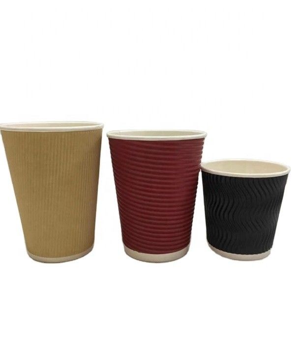 8oz Dalgalanma Tek Kullanımlık Kahve Kağıt Kupası Biyobozunur