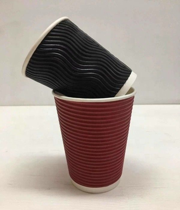 8oz Dalgalanma Tek Kullanımlık Kahve Kağıt Kupası Biyobozunur