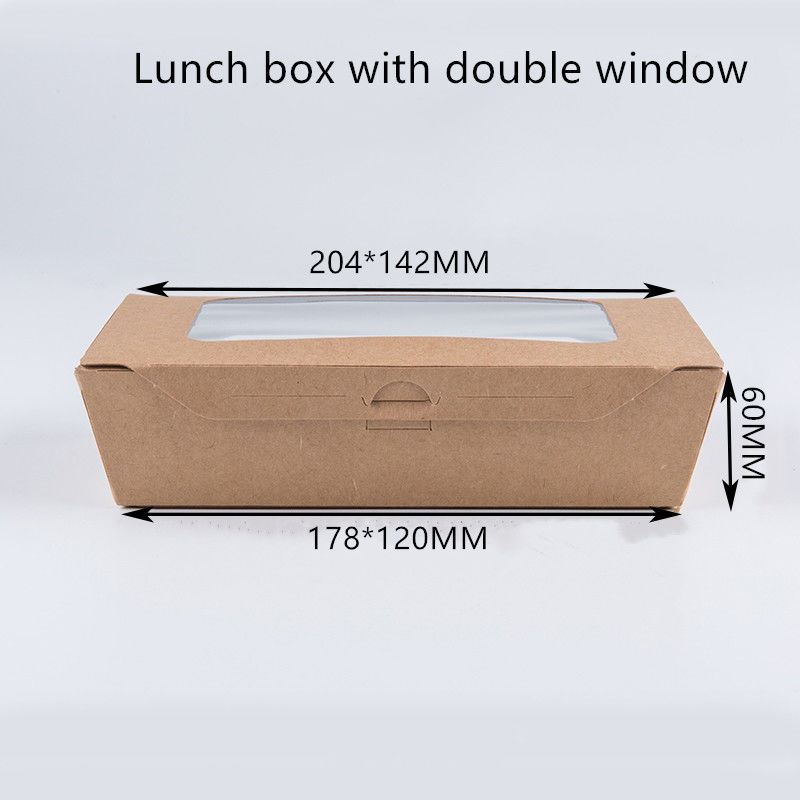 PET Pencereli 1200ml 337380 400gsm Kraft Kağıt Öğle Yemeği Kutusu