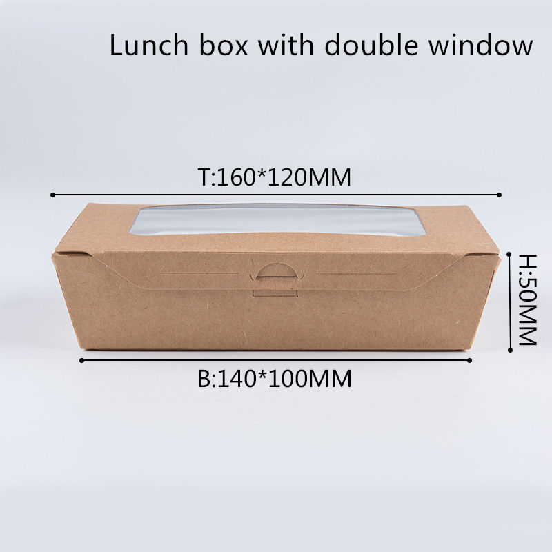 PET Pencereli 1200ml 337380 400gsm Kraft Kağıt Öğle Yemeği Kutusu