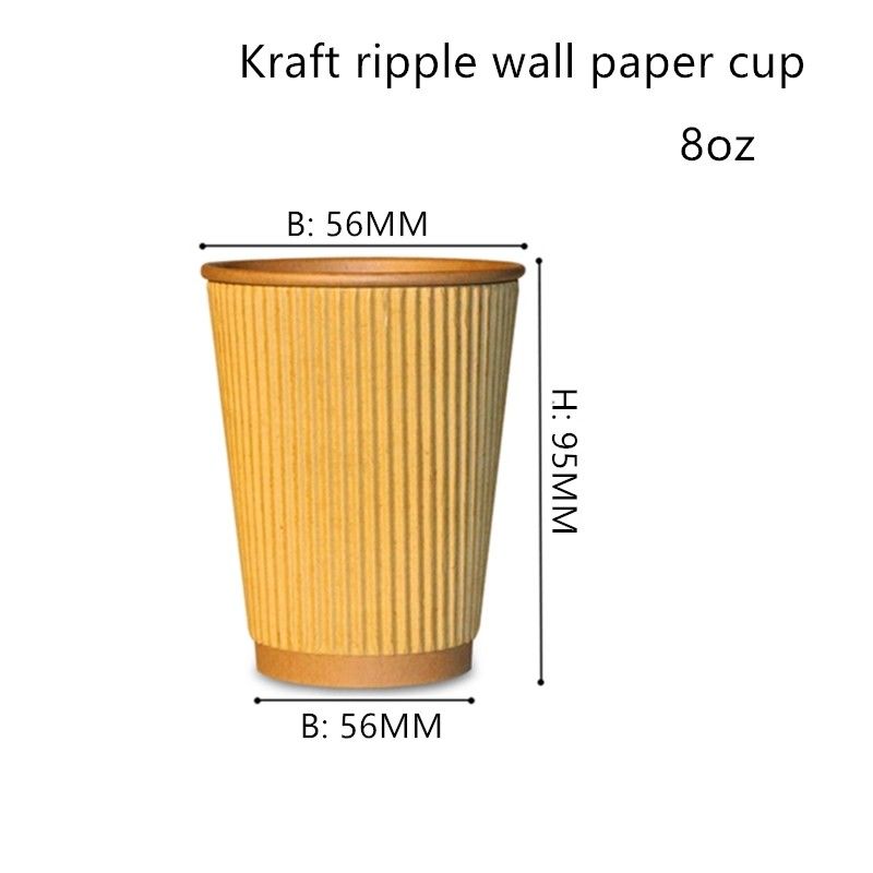 Oluklu 300gsm Kraft Kağıt Tek Kullanımlık İçme Bardağı 16oz 20oz