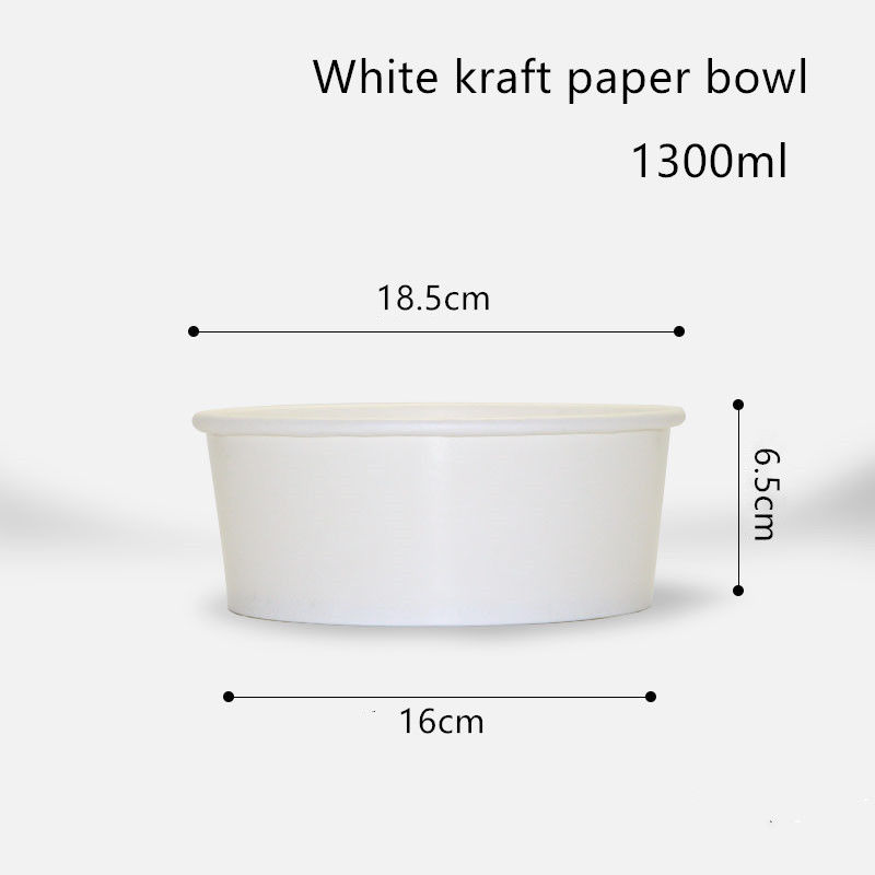 Salata için 500ml 750ml 1000ml 1300ml Tek Kullanımlık Beyaz Kraft Kağıt Kase