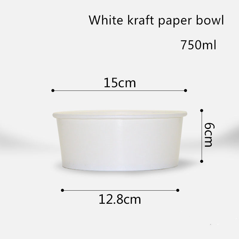 Salata için 500ml 750ml 1000ml 1300ml Tek Kullanımlık Beyaz Kraft Kağıt Kase