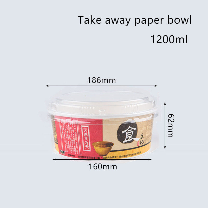 Grese Dayanıklı PE Kaplı 240gsm Kağıt Fast Food Kasesi