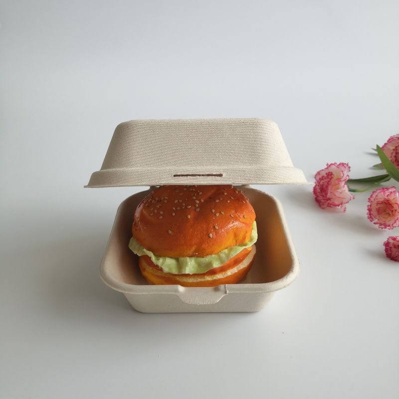 5 inç 6 inç Biyobozunur Şeker Kamışı Tek Kullanımlık Burger Kutusu