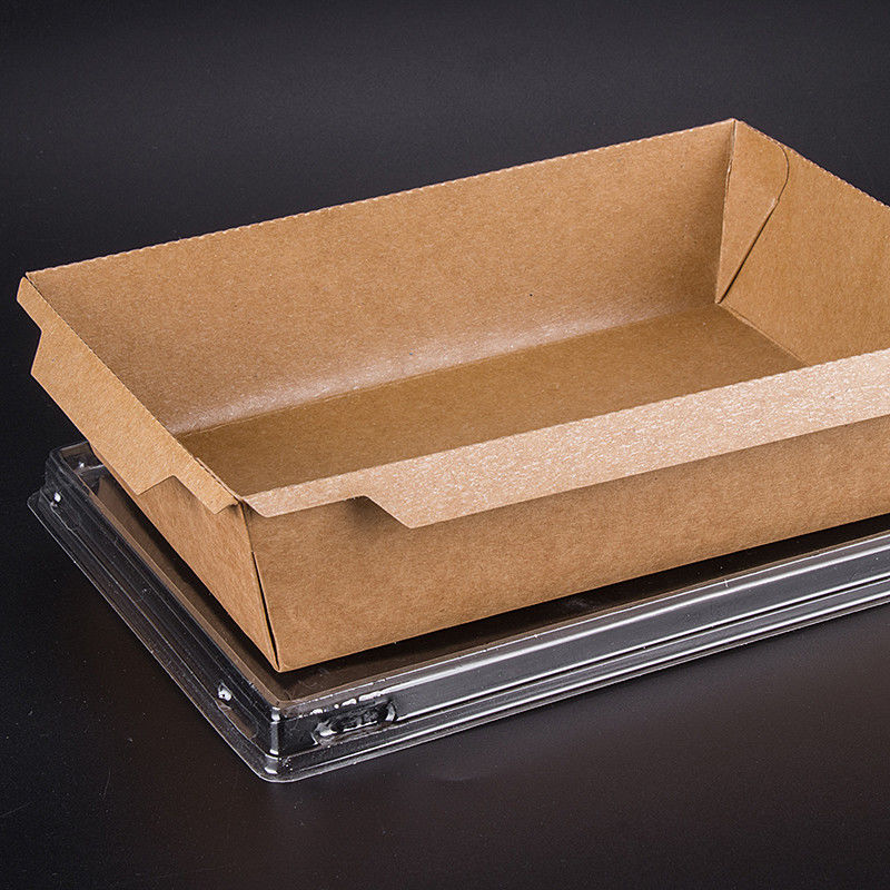 PET Kapaklı Tek Kullanımlık Kahverengi Kraft Paket Yemek Kutusu