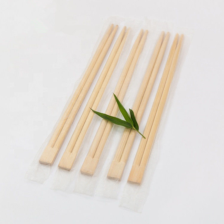 Chinese Natural Twins Tek Kullanımlık Bambu Yemek Çubukları Özel Baskılı Logo 21cm