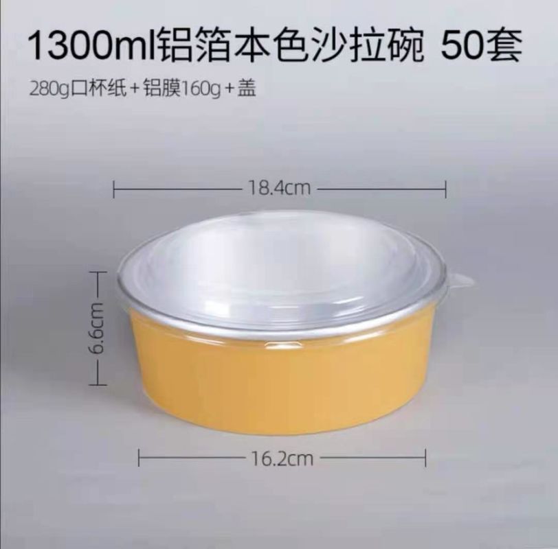 Yuvarlak Smoothwall Paket Servis Fastfood Alüminyum Folyo Konteyner 1300ml Kapaklı
