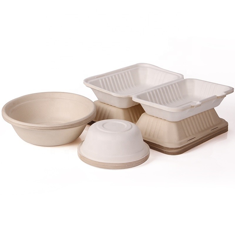 Şeker Kamışı Bagasse Gıda Paketleme Öğle Yemeği Kutuları Biyobozunur Çevre Dostu