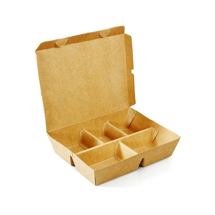 Fast Food için Tek Kullanımlık Take Away Katlanmış Bölme Kağıt Bento Öğle Yemeği Kutusu