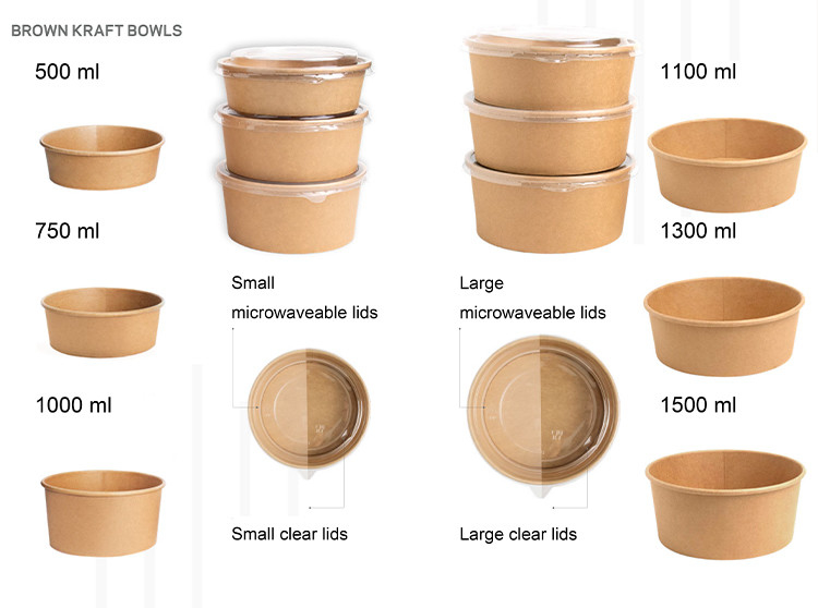 Gıda Ambalajı için Çevre Dostu Biyobozunur Take Away Box 360-2000ml Boyut